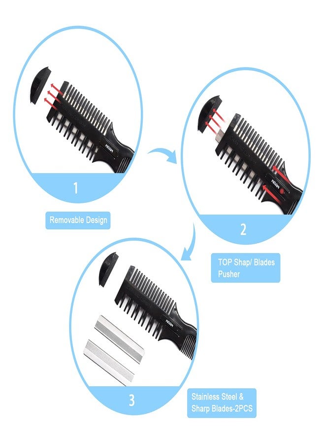 FEISIER Hair Cutting Comb - Double Edge Razor for Thin and Thick Hair Trimming and Styling with 5 PCS Spare Blades - Image 3
